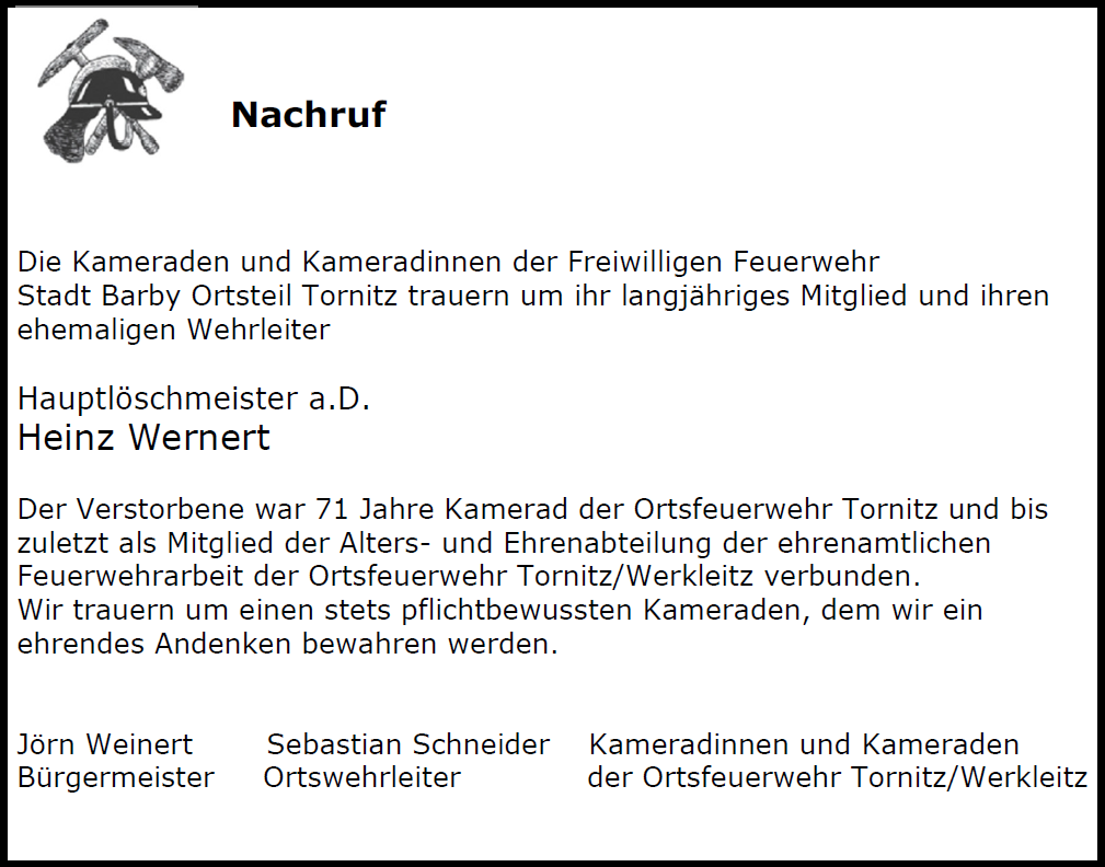 nachruf heinz wernert