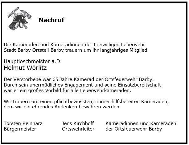 nachruf helmut wörlitz © Silvana Feest