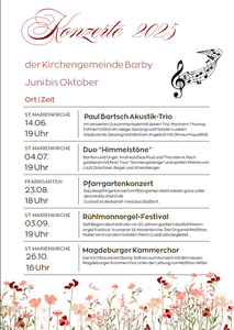 14.06. 26.10. Konzerte Kirche Barby